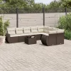  10 részes barna polyrattan kerti ülőgarnitúra párnákkal