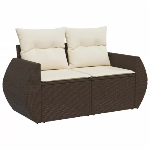  10 részes barna polyrattan kerti ülőgarnitúra párnákkal