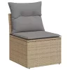  10 részes bézs polyrattan kerti ülőgarnitúra párnával