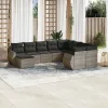  10 részes szürke polyrattan kerti ülőgarnitúra párnákkal