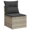  10 részes világosszürke polyrattan kerti ülőgarnitúra párnákkal