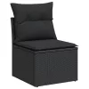  11 részes fekete polyrattan kerti ülőgarnitúra párnákkal