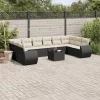  11 részes fekete polyrattan kerti ülőgarnitúra párnákkal