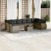  11 részes szürke polyrattan kerti ülőgarnitúra párnákkal