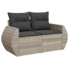  11 részes világosszürke polyrattan kerti ülőgarnitúra párnákkal