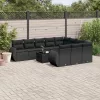  11 részes fekete polyrattan kerti ülőgarnitúra párnákkal
