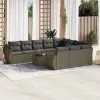  11 részes világosszürke polyrattan kerti ülőgarnitúra párnákkal