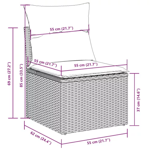  11 részes világosszürke polyrattan kerti ülőgarnitúra párnákkal