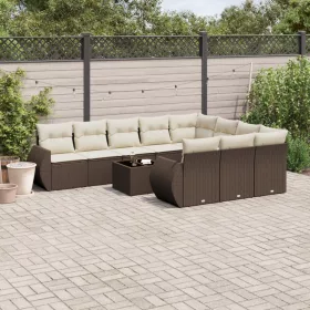    11 részes barna polyrattan kerti ülőgarnitúra párnákkal