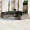  10 részes szürke polyrattan kerti ülőgarnitúra párnákkal