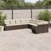 10 részes barna polyrattan kerti ülőgarnitúra párnákkal