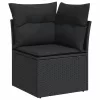  11 részes fekete polyrattan kerti ülőgarnitúra párnákkal