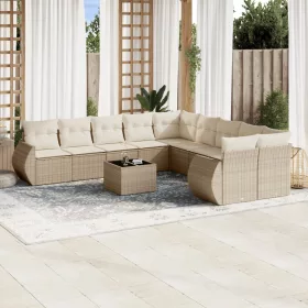    11 részes bézs polyrattan kerti ülőgarnitúra párnákkal