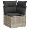  11 részes világosszürke polyrattan kerti ülőgarnitúra párnákkal
