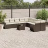  11 részes barna polyrattan kerti ülőgarnitúra párnákkal