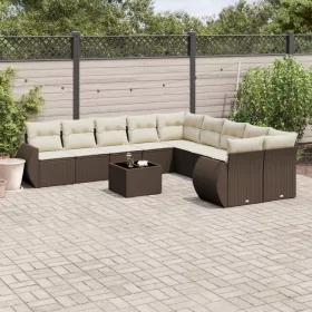    11 részes barna polyrattan kerti ülőgarnitúra párnákkal
