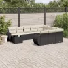  11 részes fekete polyrattan kerti ülőgarnitúra párnákkal