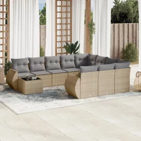    11 részes bézs polyrattan kerti ülőgarnitúra párnákkal