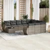  11 részes szürke polyrattan kerti ülőgarnitúra párnákkal