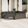  11 részes világosszürke polyrattan kerti ülőgarnitúra párnákkal
