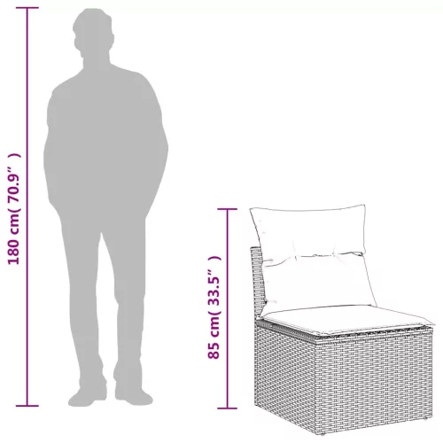  11 részes világosszürke polyrattan kerti ülőgarnitúra párnákkal