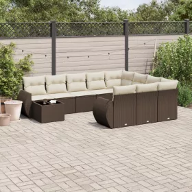    11 részes barna polyrattan kerti ülőgarnitúra párnákkal