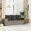  3 részes szürke polyrattan kerti ülőgarnitúra párnákkal