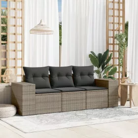    3 részes szürke polyrattan kerti ülőgarnitúra párnákkal