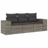  3 részes szürke polyrattan kerti ülőgarnitúra párnákkal