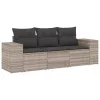  3 részes világosszürke polyrattan kerti ülőgarnitúra párnával