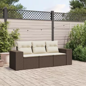  3 részes barna polyrattan kerti ülőgarnitúra párnával