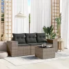  4 részes szürke polyrattan kerti ülőgarnitúra párnákkal