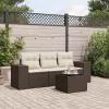  4 részes barna polyrattan kerti ülőgarnitúra párnákkal