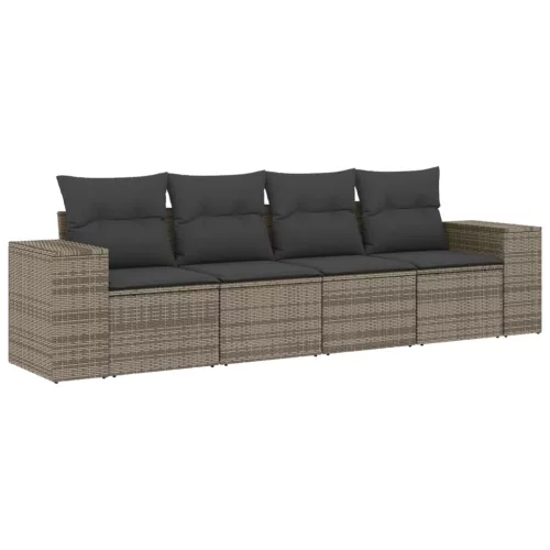  4 részes szürke polyrattan kerti ülőgarnitúra párnákkal