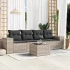  5 részes világosszürke polyrattan kerti ülőgarnitúra párnákkal