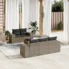  6 részes szürke polyrattan kerti ülőgarnitúra párnákkal