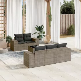   6 részes szürke polyrattan kerti ülőgarnitúra párnákkal