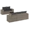  6 részes szürke polyrattan kerti ülőgarnitúra párnákkal