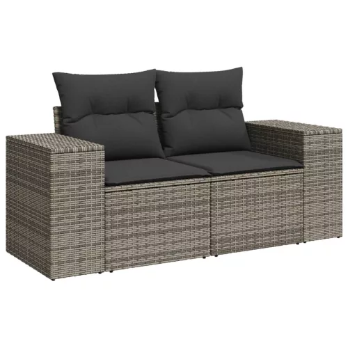  6 részes szürke polyrattan kerti ülőgarnitúra párnákkal