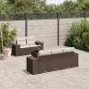  6 részes barna polyrattan kerti ülőgarnitúra párnával