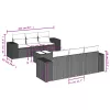  7 részes fekete polyrattan kerti ülőgarnitúra párnával