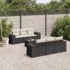  7 részes fekete polyrattan kerti ülőgarnitúra párnával