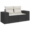  7 részes fekete polyrattan kerti ülőgarnitúra párnával