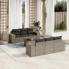  7 részes szürke polyrattan kerti ülőgarnitúra párnákkal