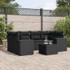  7 részes fekete polyrattan kerti ülőgarnitúra párnával