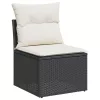  7 részes fekete polyrattan kerti ülőgarnitúra párnával