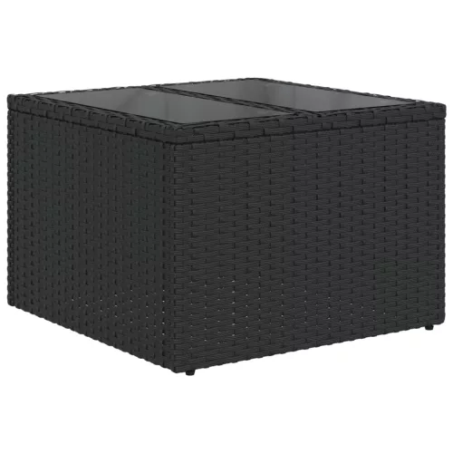  7 részes fekete polyrattan kerti ülőgarnitúra párnával