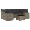  7 részes szürke polyrattan kerti ülőgarnitúra párnákkal
