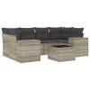  7 részes világosszürke polyrattan kerti ülőgarnitúra párnákkal