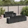  8 részes fekete polyrattan kerti ülőgarnitúra párnákkal